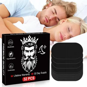 Mouth Tape for Sleeping - 32 Pack Black Anti-Snoring Strips for Improved Nose Breathing and Snore Reduction,Gentle Transparent Tape Strips, Pain-Free Removal and Hypoallergic Tape
