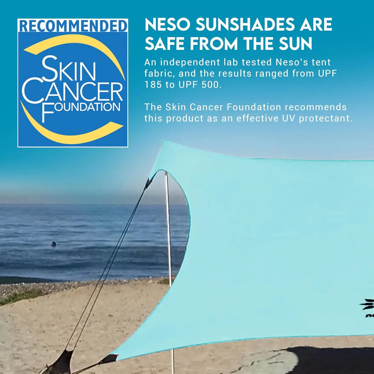 Neso Gigante - Portable Beach Tent - Ideal to Enjoy with Family and Friends - UPF 50 , Water-Resistant, and Lightweight - Seafoam, 11' x 11'