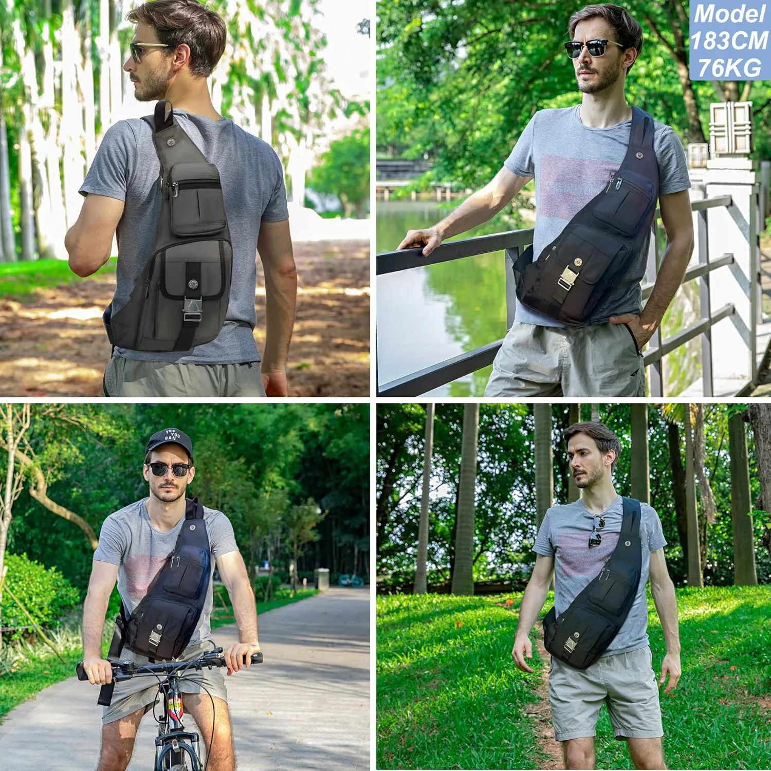 NICGID Sling Bag Chest Shoulder Backpack Crossbody Bags Casual Daypack for Men Women (Army green-013)