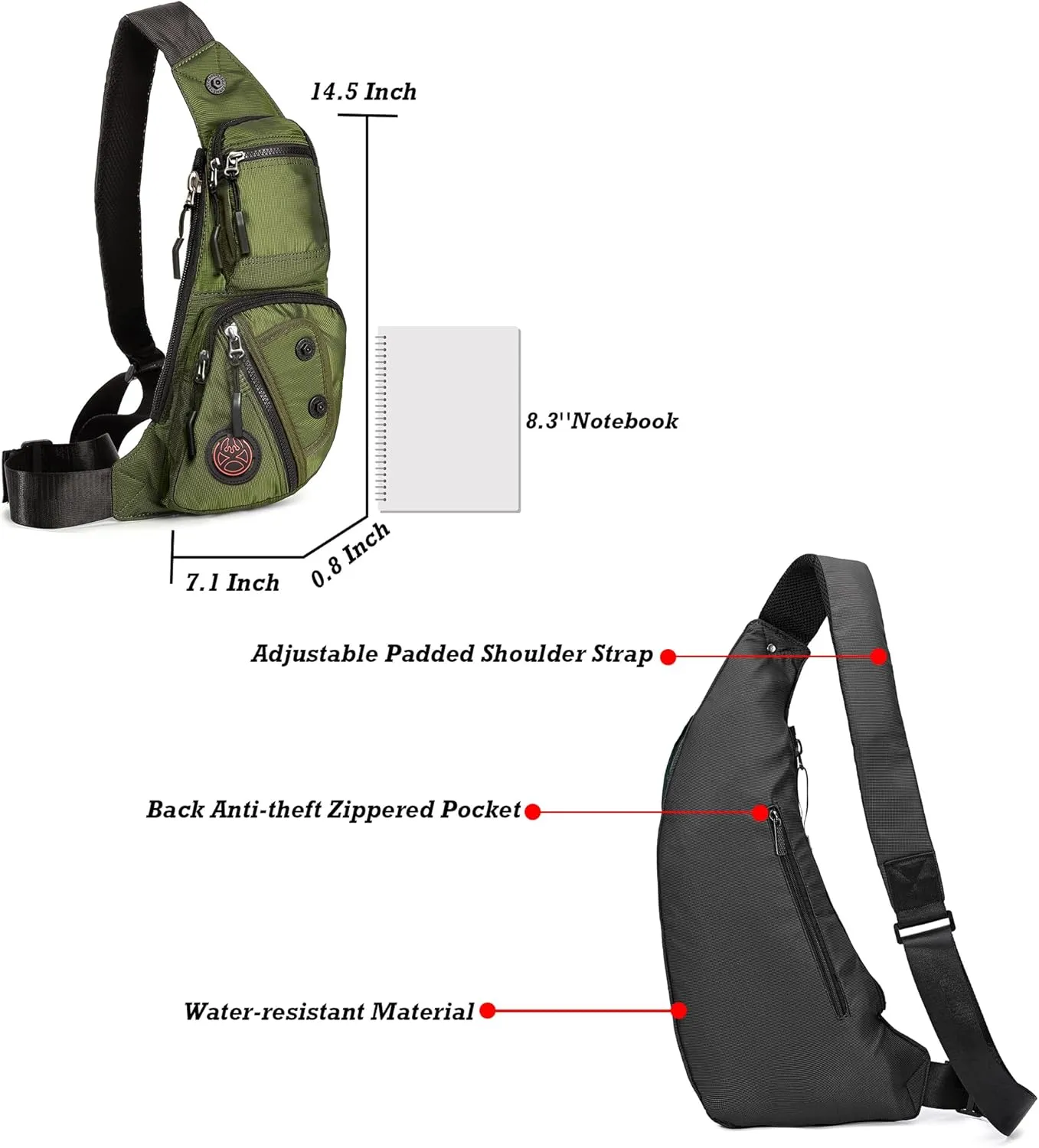 NICGID Sling Bag Chest Shoulder Backpack Crossbody Bags Casual Daypack for Men Women