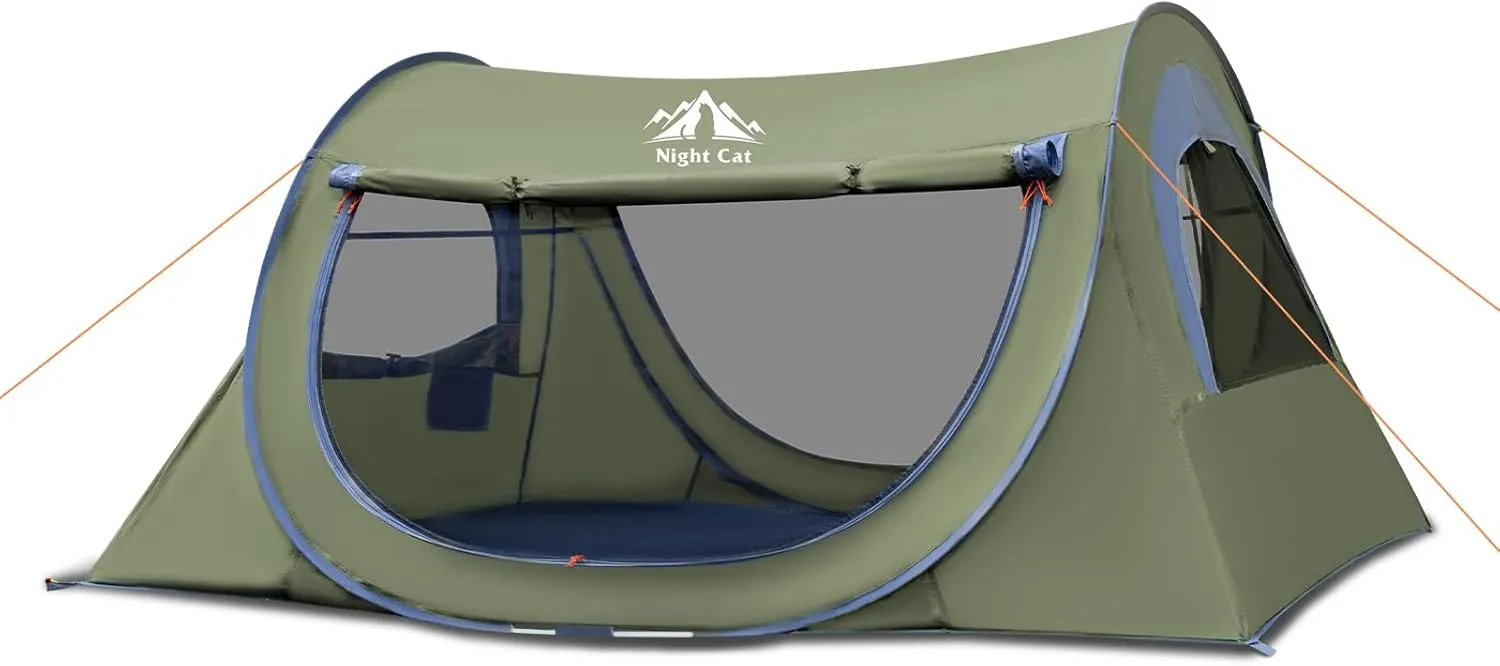 Night Cat Pop-up Camping Tent: 2 Person Tent Waterproof Instant Easy Setup Tunnel Tent
