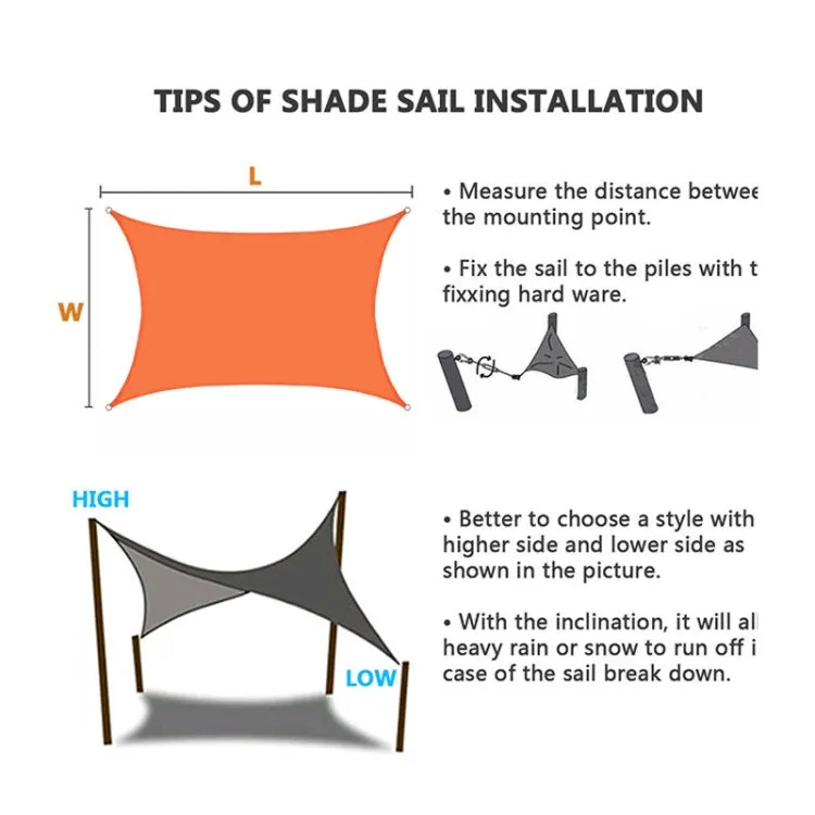 Outdoor Garden Sunshade Sail Waterproof Anti-UV Canopy, Size: 2m x 5m(Yellow)