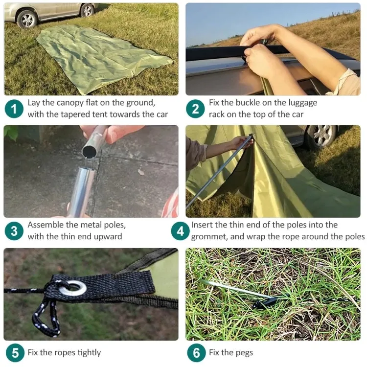 Outdoor Picnic Camping Tent On The Side Of The Car Vehicle Rain-proof Sunshade Canopy 300x200cm(Khaki)