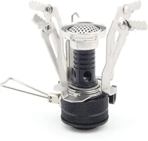 Outdoor Stoves Camping Stove Backpacking Stove with Piezo Lgnition Ultra Light mini Picnic Stove for Outdoor Camping Hiking Cooking (Black)