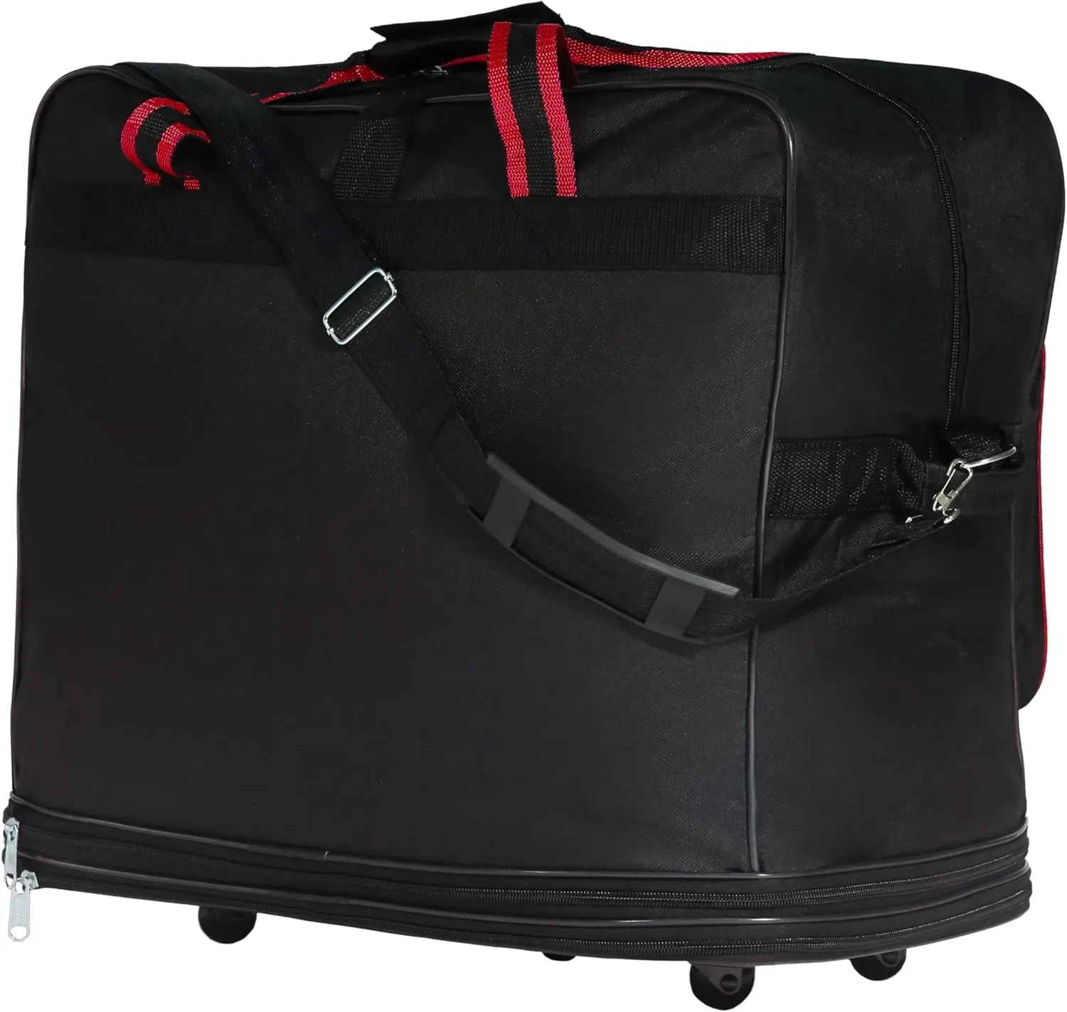 (Pack of 2) 30"" Duffle Bag Expandable Rolling Lightweight Wheeled Spinner Suitcase Luggage for Travel and Storage (Black with Red Trim)