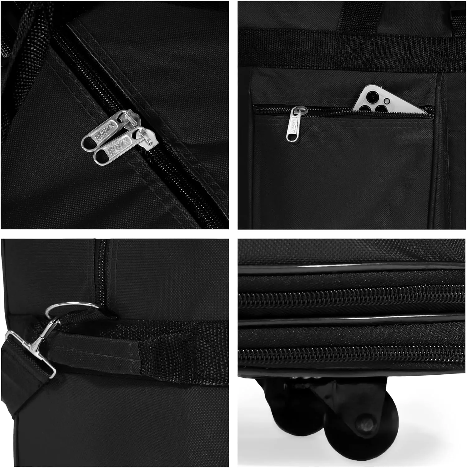 (Pack of 2) - 40"" Black Large Expandable Rolling 6 Wheeled Duffel Bag Spinner Suitcase Luggage (Black), NAVBL2PK40