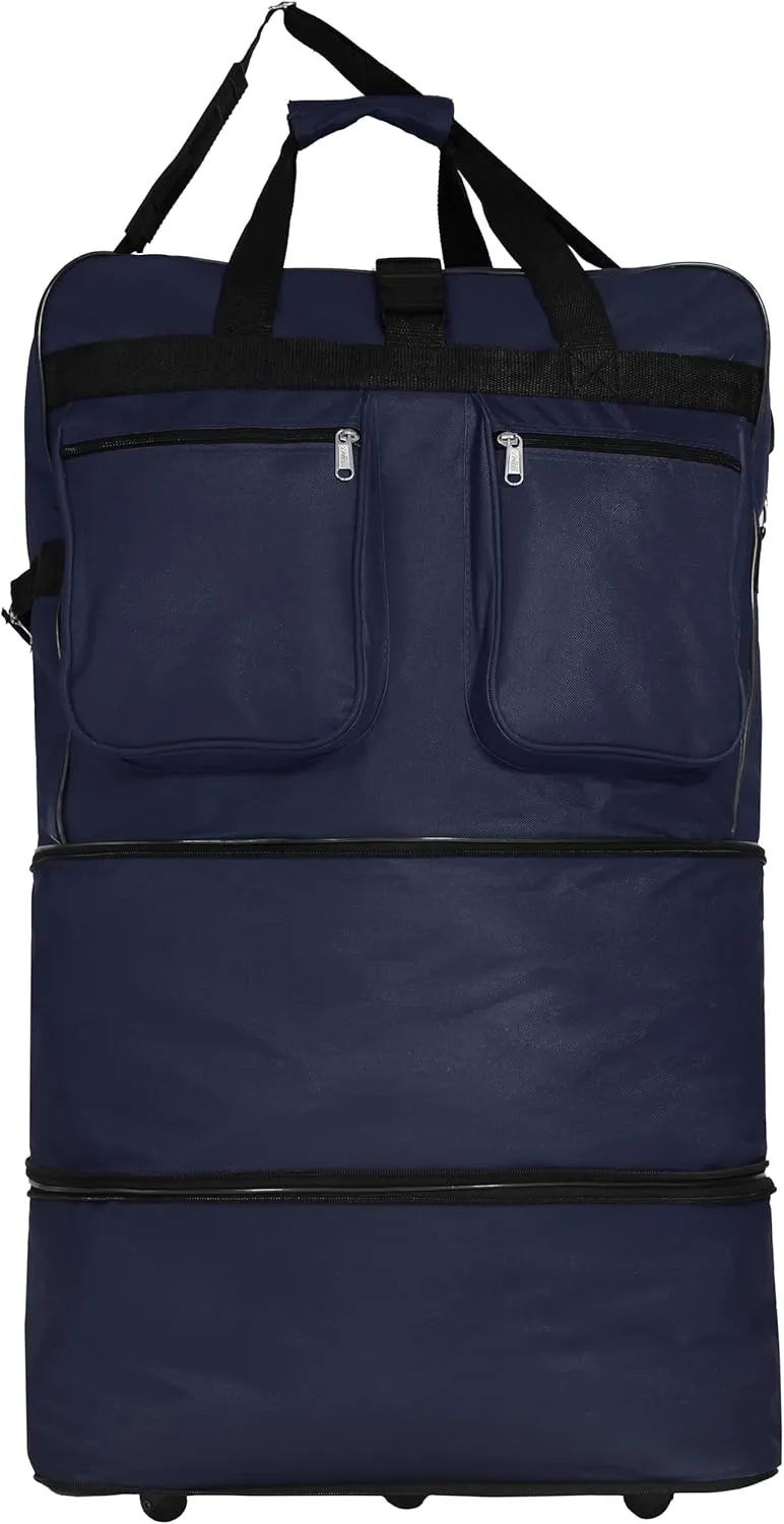 (Pack of 2) - 40"" Large Expandable Rolling 6 Wheeled Duffel Bag Spinner Suitcase Luggage (Blue), NAVBL2PK40