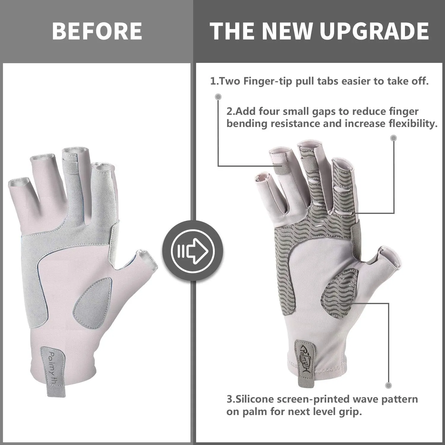 Palmyth UV Protection Fishing Fingerless Gloves UPF50  Sun Gloves Men Women for Kayaking, Hiking, Paddling, Driving, Canoeing, Rowing