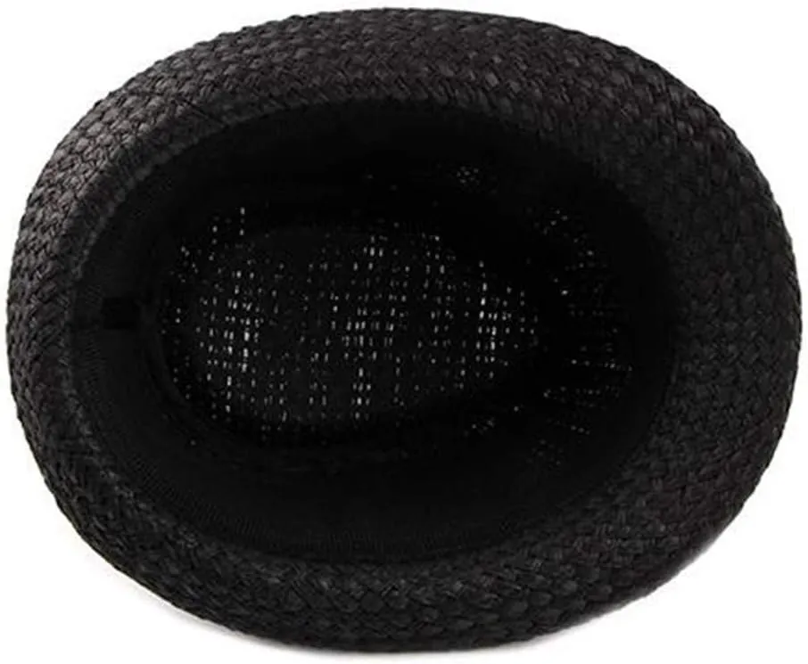 Panama Men Womens Classic Short Brim Straw Sun Hat Fedora Hat Roll Up Packable Beach Hats for Men Summer