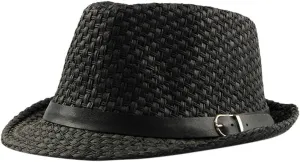 Panama Men Womens Classic Short Brim Straw Sun Hat Fedora Hat Roll Up Packable Beach Hats for Men Summer