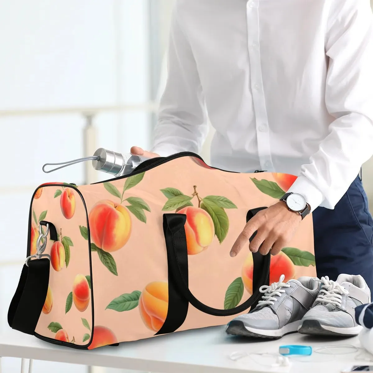 Peach Foldable Lightweight Duffle Bag for Travel - Waterproof Carry On Bags for Airplanes, Travel Duffel Bags for Gym, Weekend