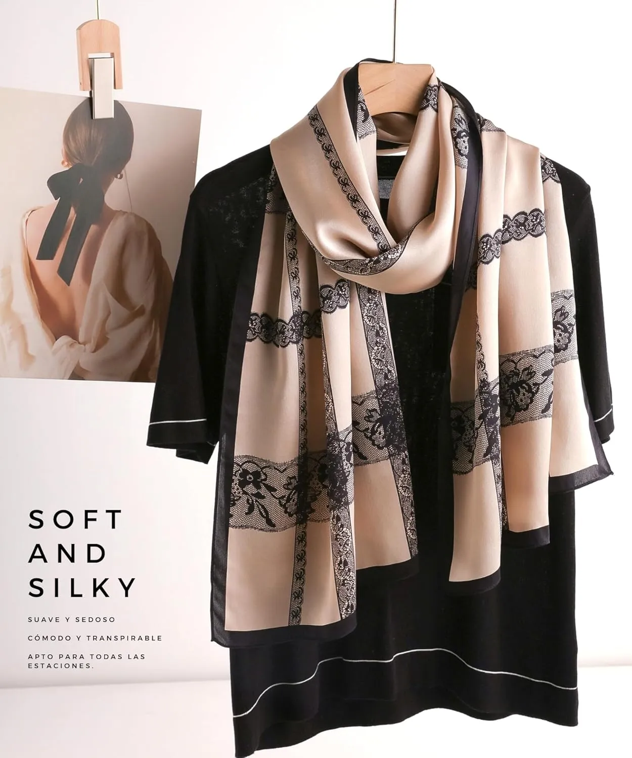 PoeticEHome 100% Mulberry Silk Long Scarf - Women's Large Oblong Sunscreen Shawl with Gift Packaging