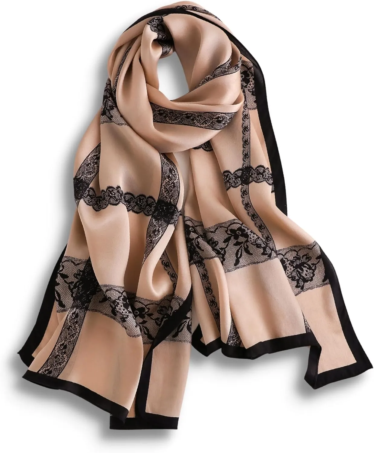 PoeticEHome 100% Mulberry Silk Long Scarf - Women's Large Oblong Sunscreen Shawl with Gift Packaging