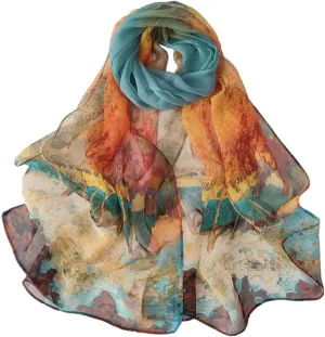 Pokeedioty Scarfs for Women Lightweight Fashion Scarves Elegant Floral Pattern Sheer Scarfs Sunscreen Shawls Wraps