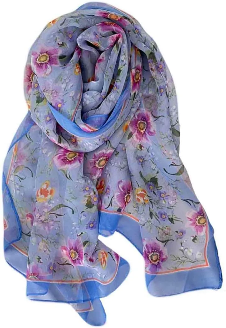 Pokeedioty Scarfs for Women Lightweight Fashion Scarves Elegant Floral Pattern Sheer Scarfs Sunscreen Shawls Wraps