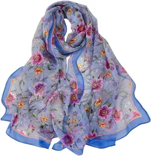 Pokeedioty Scarfs for Women Lightweight Fashion Scarves Elegant Floral Pattern Sheer Scarfs Sunscreen Shawls Wraps