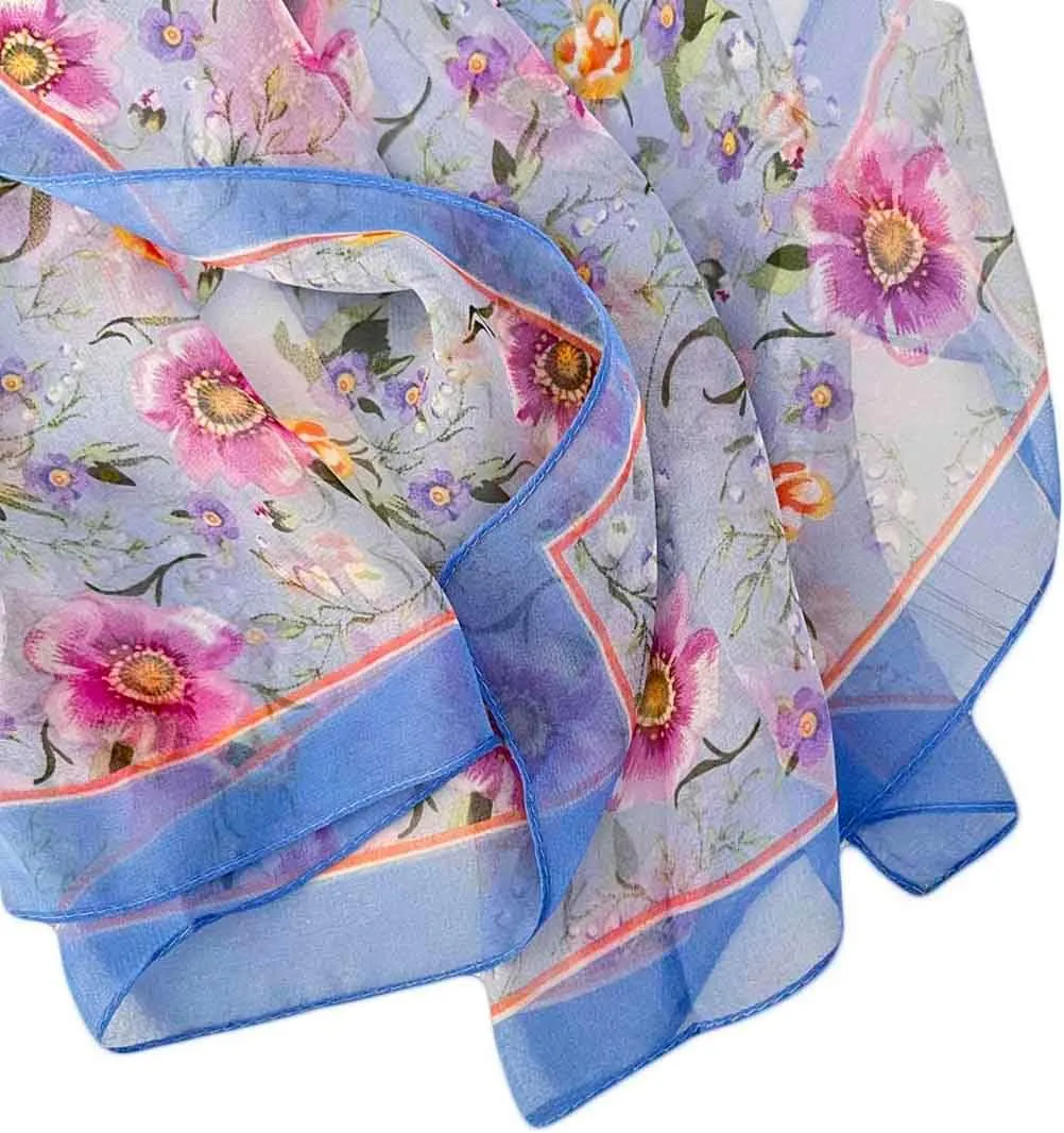 Pokeedioty Scarfs for Women Lightweight Fashion Scarves Elegant Floral Pattern Sheer Scarfs Sunscreen Shawls Wraps