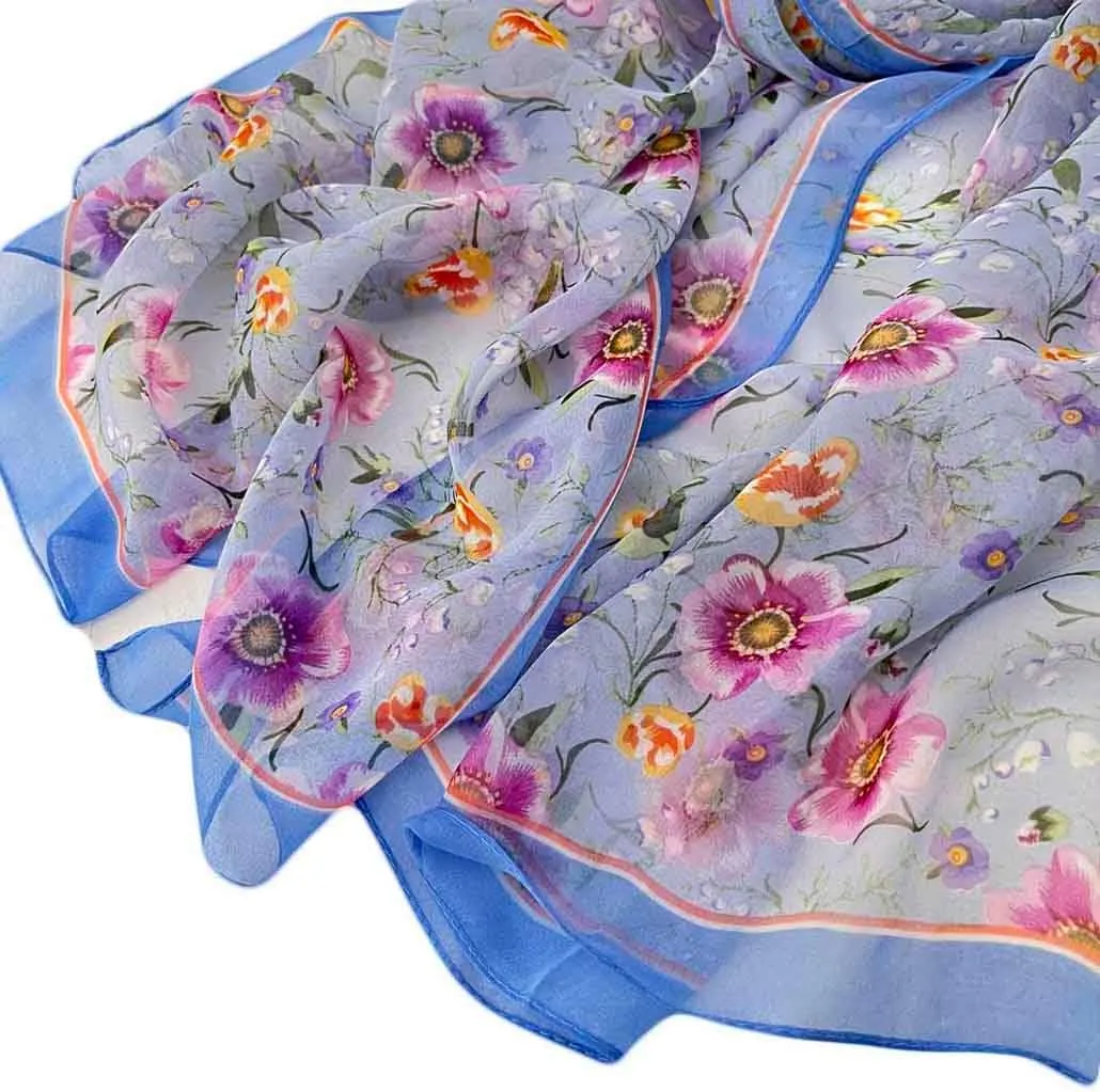 Pokeedioty Scarfs for Women Lightweight Fashion Scarves Elegant Floral Pattern Sheer Scarfs Sunscreen Shawls Wraps