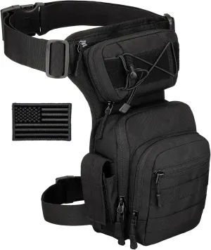 Protector Plus Tactical Drop Leg Bag Military Tool Gear Fanny Thigh Pack Utility Airsoft Motorcycle Cycling Waist Gear Pouch (Patch Included)