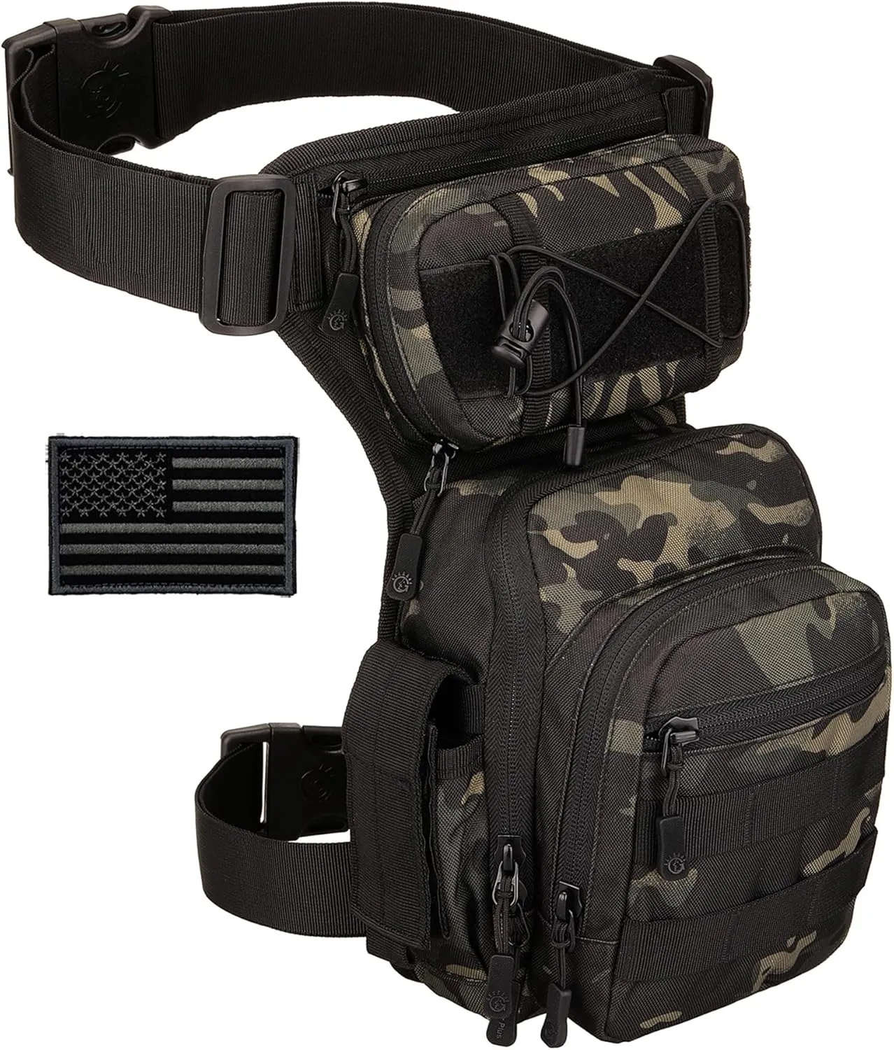 Protector Plus Tactical Drop Leg Bag Military Tool Gear Fanny Thigh Pack Utility Airsoft Motorcycle Cycling Waist Gear Pouch (Patch Included)