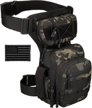 Protector Plus Tactical Drop Leg Bag Military Tool Gear Fanny Thigh Pack Utility Airsoft Motorcycle Cycling Waist Gear Pouch (Patch Included)