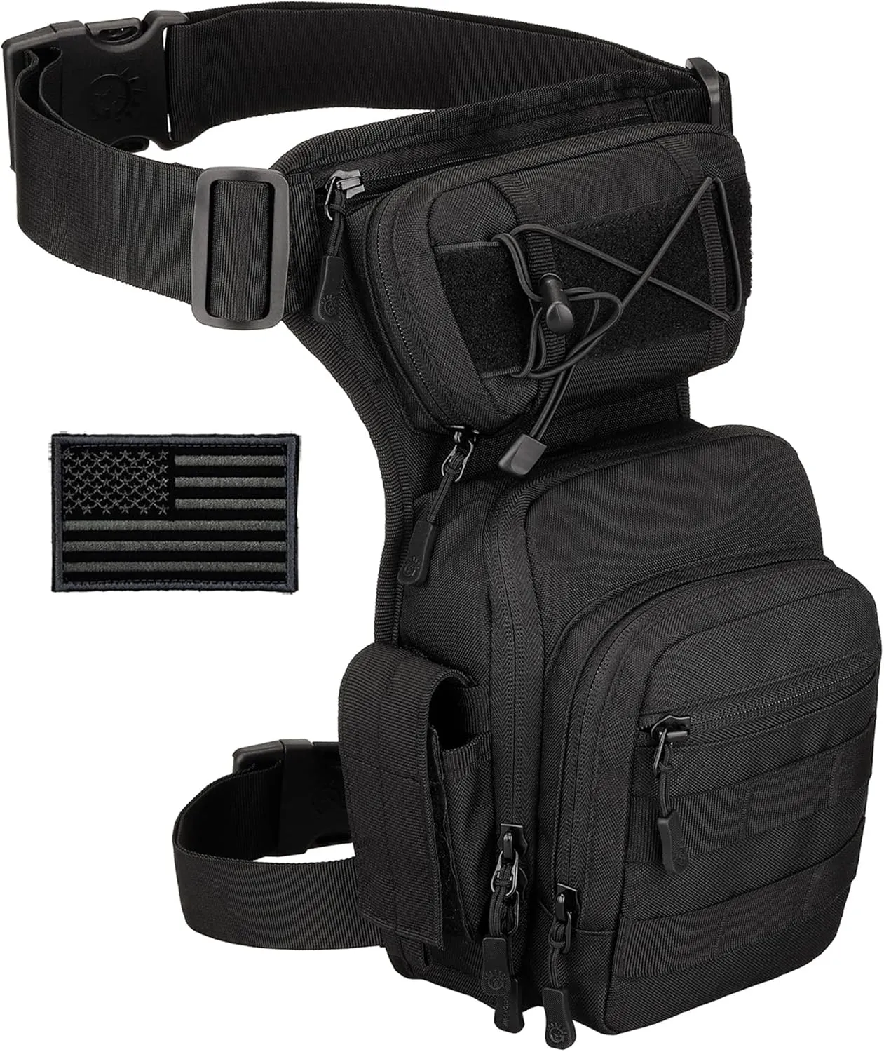 Protector Plus Tactical Drop Leg Bag Military Tool Gear Fanny Thigh Pack Utility Airsoft Motorcycle Cycling Waist Gear Pouch (Patch Included)