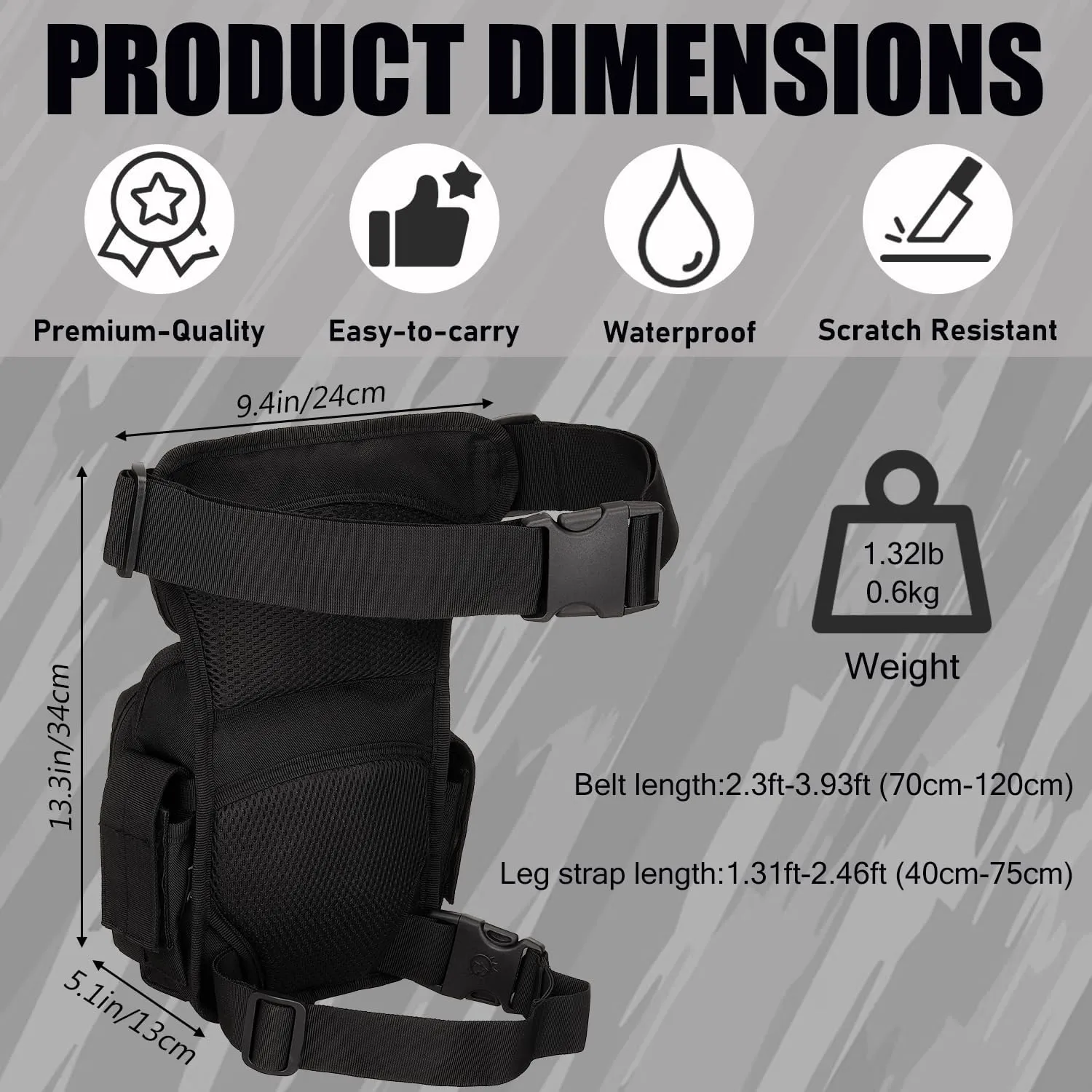 Protector Plus Tactical Drop Leg Bag Military Tool Gear Fanny Thigh Pack Utility Airsoft Motorcycle Cycling Waist Gear Pouch (Patch Included)