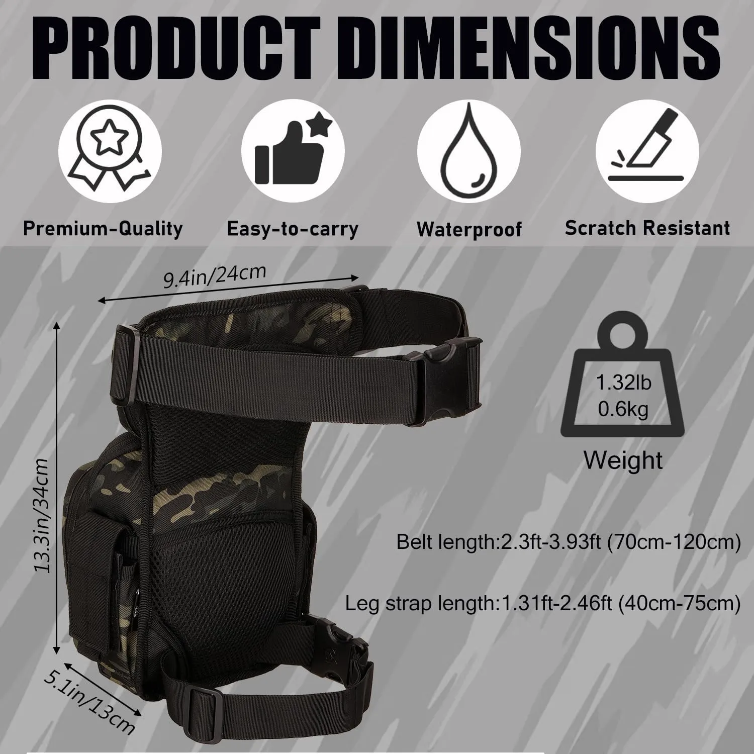 Protector Plus Tactical Drop Leg Bag Military Tool Gear Fanny Thigh Pack Utility Airsoft Motorcycle Cycling Waist Gear Pouch (Patch Included)