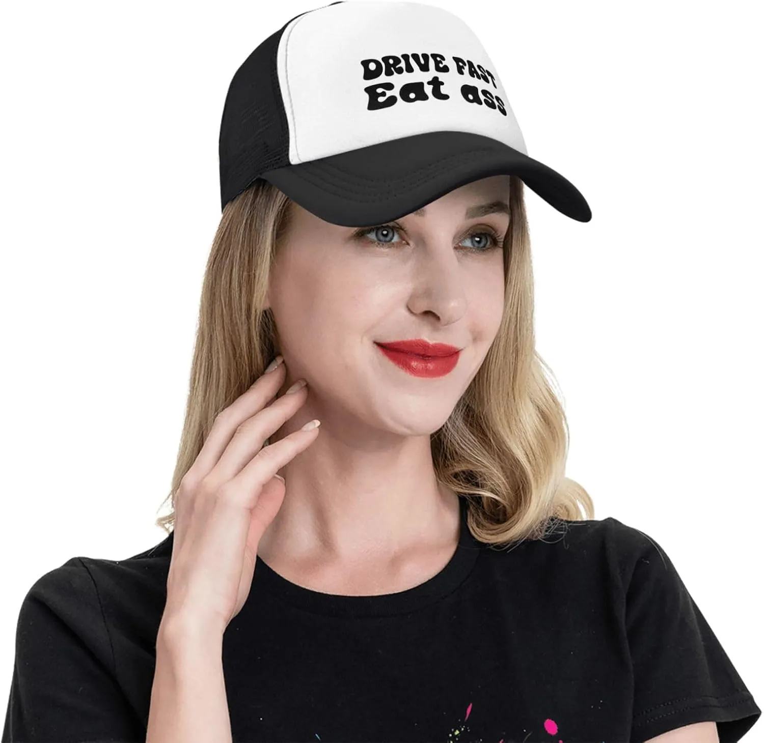 Put It On My Husband's Tab Drinking Trucker Hat - Funny Pink Trucker Hat for Women and Men