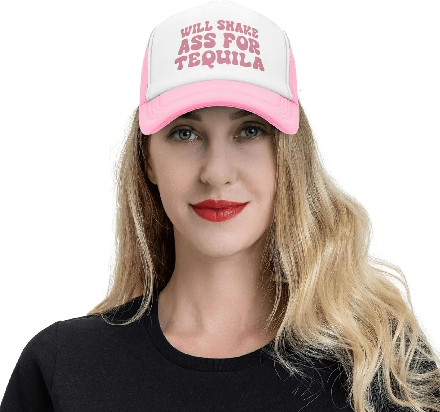 Put It On My Husband's Tab Drinking Trucker Hat - Funny Pink Trucker Hat for Women and Men