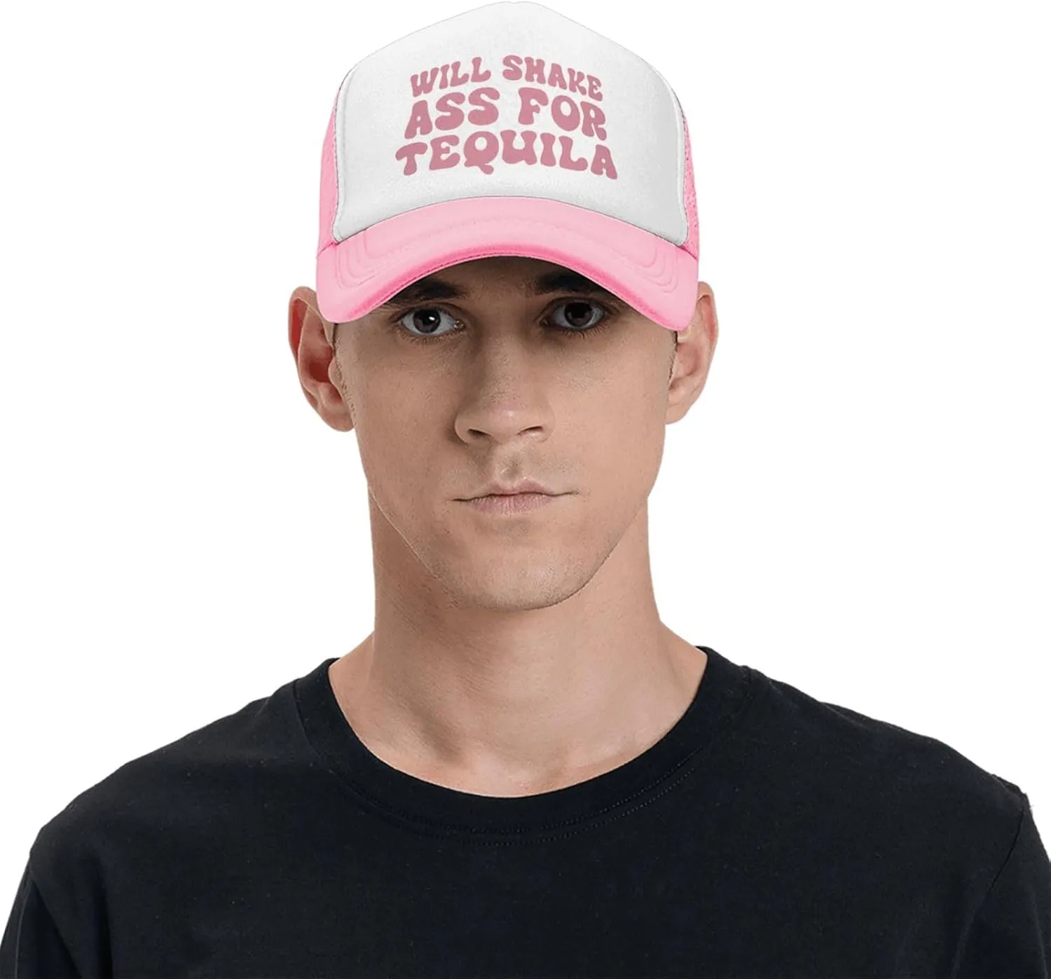 Put It On My Husband's Tab Drinking Trucker Hat - Funny Pink Trucker Hat for Women and Men