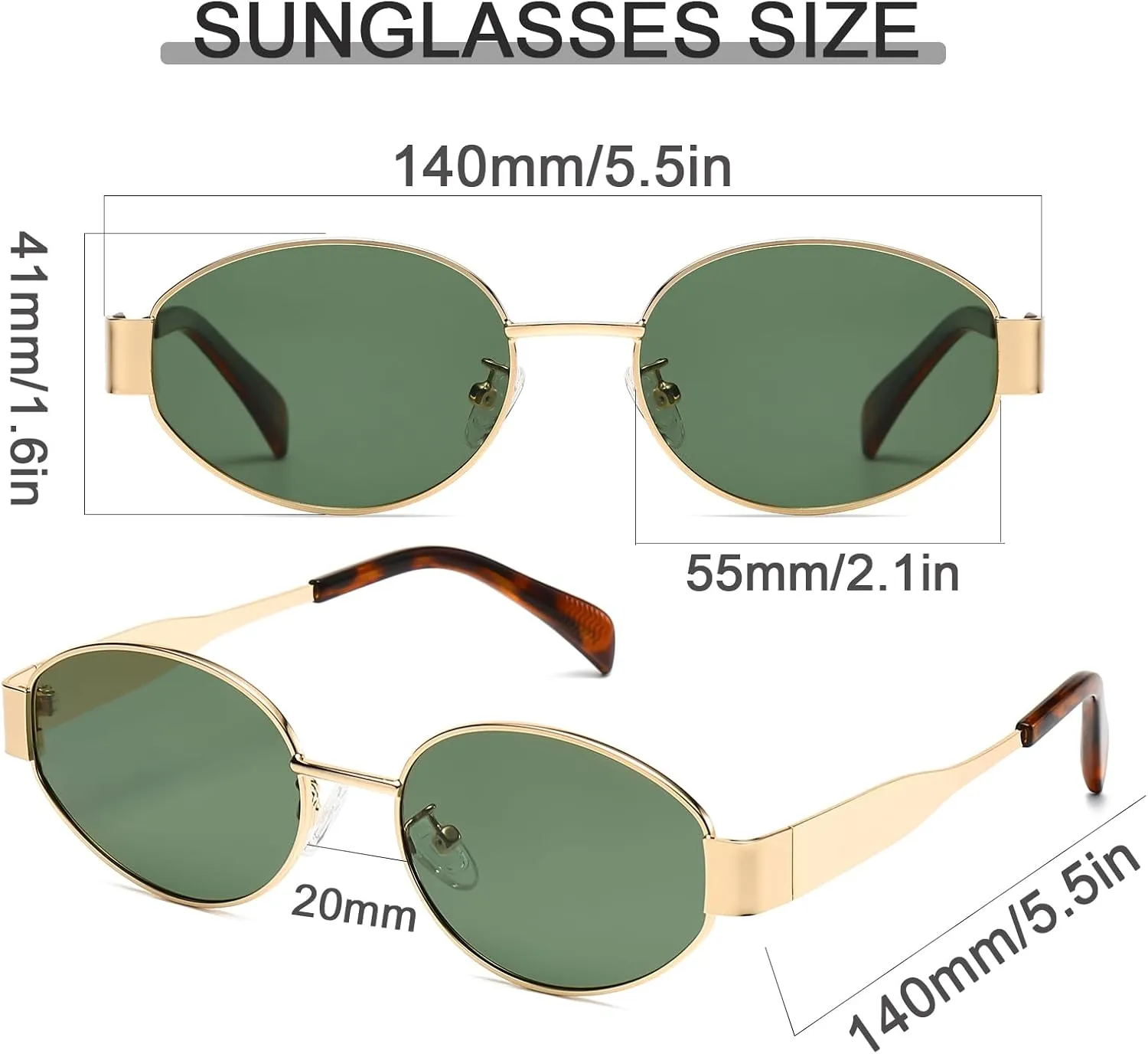 Retro Oval Sunglasses for Women Men - Trendy Polarized Sun Glasses Classic Metal Frame Shades