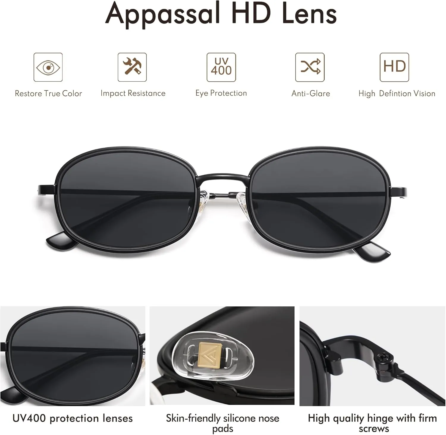 Retro Oval Sunglasses for Women Men Trendy Round Y2k Sunnies AP3681