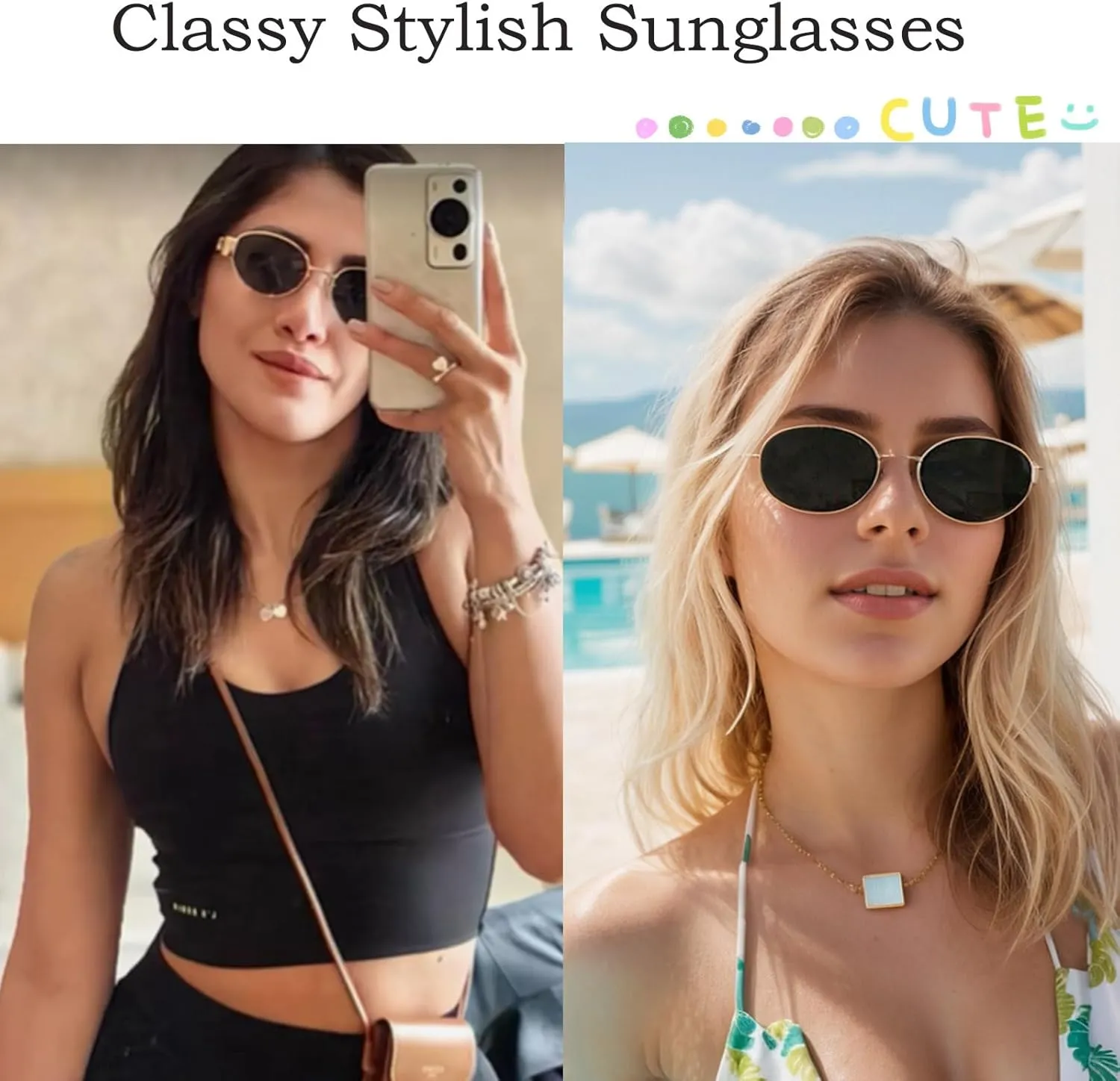 Retro Oval Sunglasses for Women Men Trendy Sun Glasses Classic Shades UV400 Protection