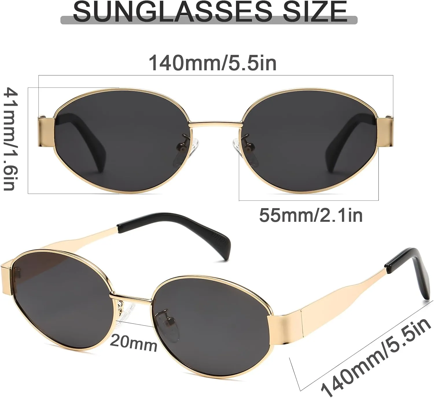 Retro Oval Sunglasses for Women Men Trendy Sun Glasses Classic Shades UV400 Protection