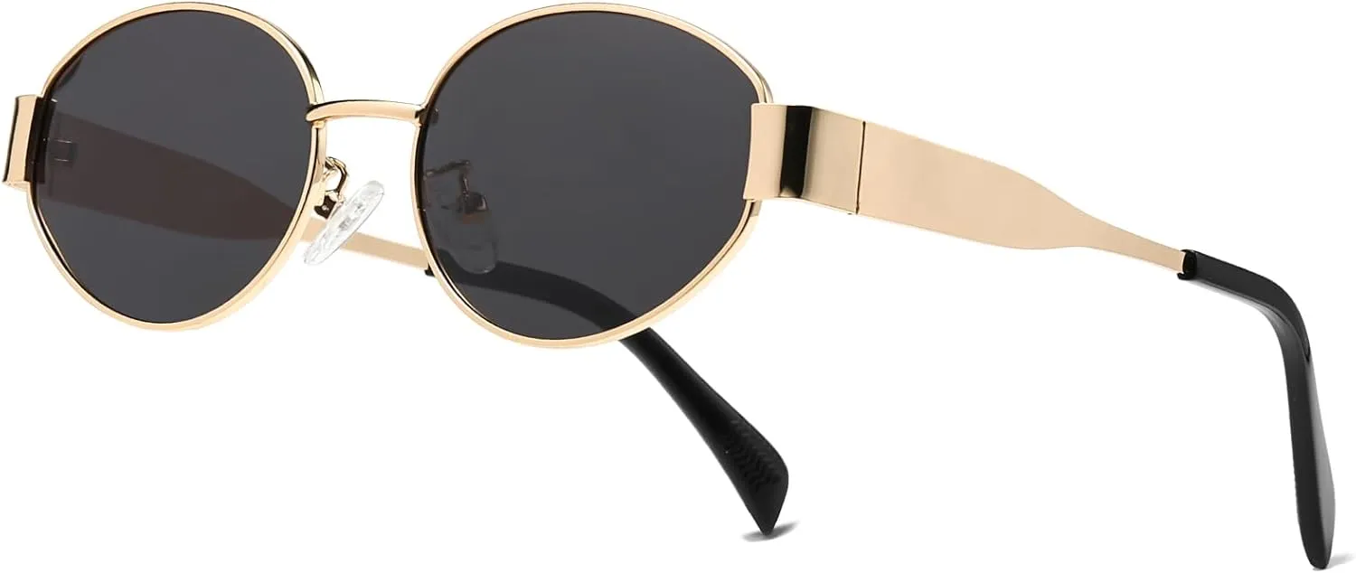 Retro Oval Sunglasses for Women Men Trendy Sun Glasses Classic Shades UV400 Protection