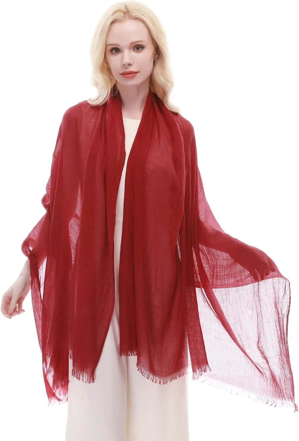 RIIQIICHY Scarf for Women Lightweight Solid Color Long Fashion Gauze Scarves Shawl Wrap