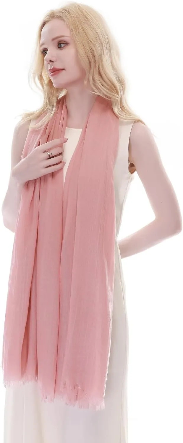 RIIQIICHY Scarf for Women Lightweight Solid Color Long Fashion Gauze Scarves Shawl Wrap
