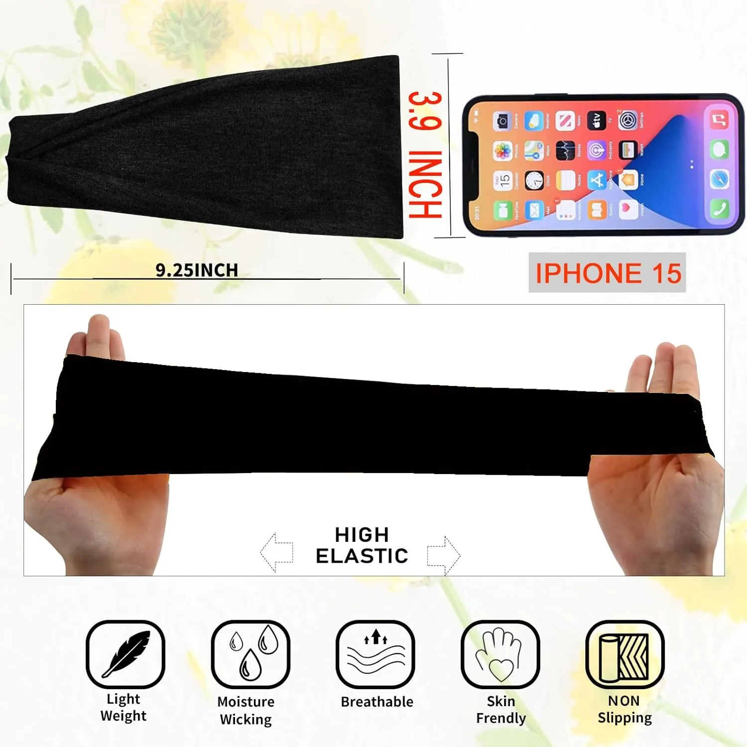 RITOPER Black Workout Head Bands for Women's Hair, Buttery Soft Non Slip Wide Thick Headbands, Solid Headband Hair Bands for Yoga, Running, Spa Day, Sports, Travel, Fashion