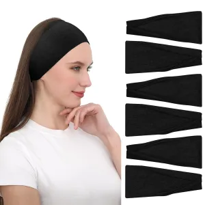 RITOPER Black Workout Head Bands for Women's Hair, Buttery Soft Non Slip Wide Thick Headbands, Solid Headband Hair Bands for Yoga, Running, Spa Day, Sports, Travel, Fashion
