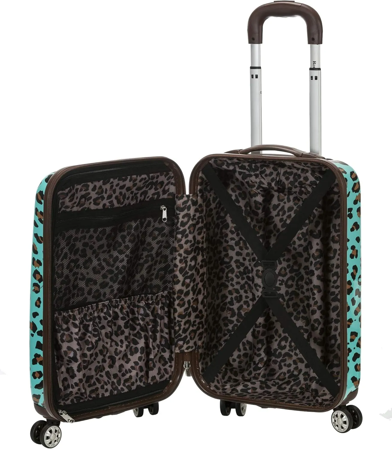 Rockland Safari Hardside Spinner Wheel Luggage, Blue Leopard, Carry-On 20-Inch