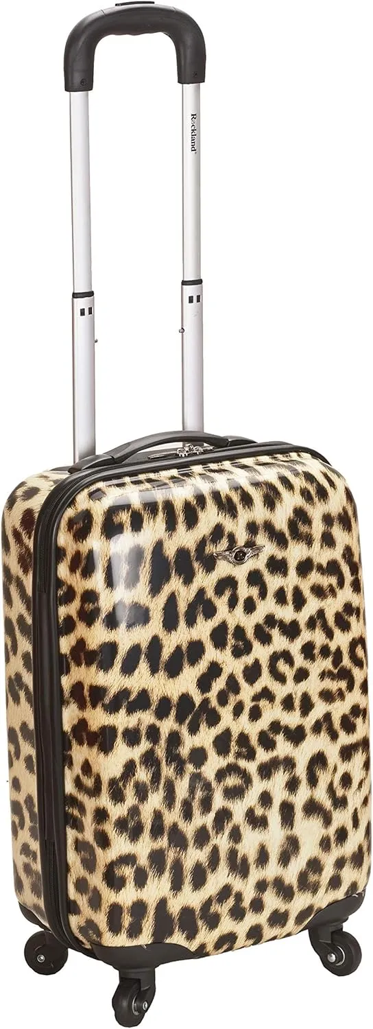 Rockland Safari Hardside Spinner Wheel Luggage, Leopard, Carry-On 20-Inch