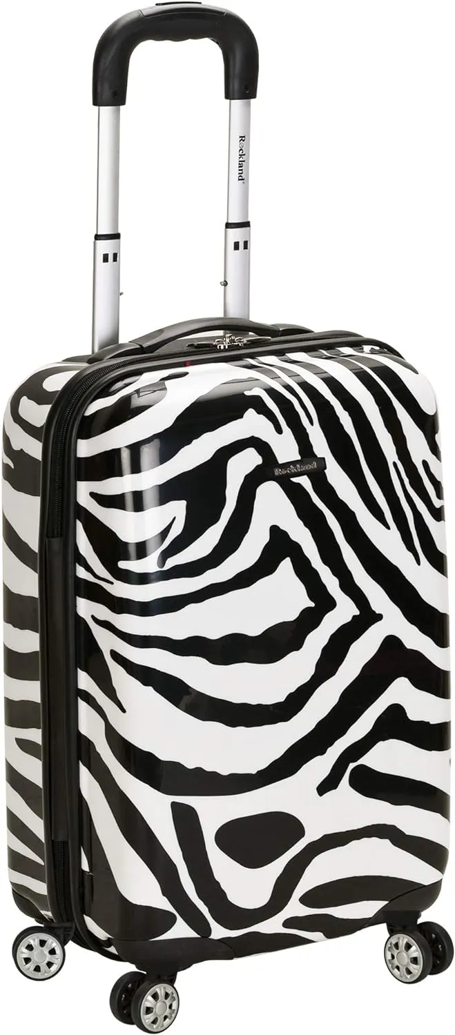Rockland Safari Hardside Spinner Wheel Luggage, Zebra, Carry-On 20-Inch