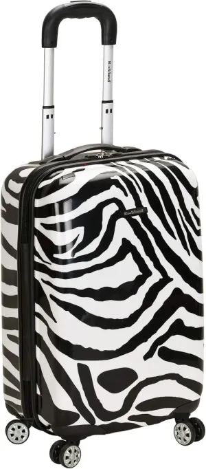 Rockland Safari Hardside Spinner Wheel Luggage, Zebra, Carry-On 20-Inch