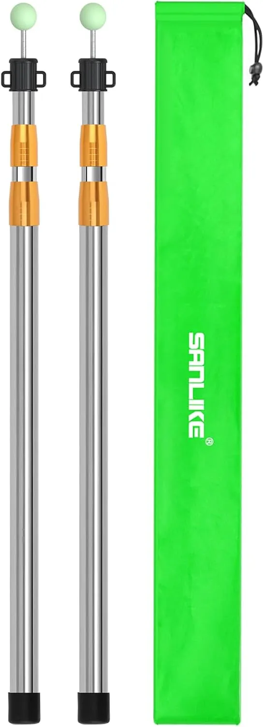 SANLIKE Telescoping Tarp Pole Heavy Duty Tent Poles, 33"-86.6"/94" Thickened Tube Collapsible Stainless Steel Canopy Poles for Camping Backpacking Hiking Awning Sun Sails Outdoor Sports, Set of 2