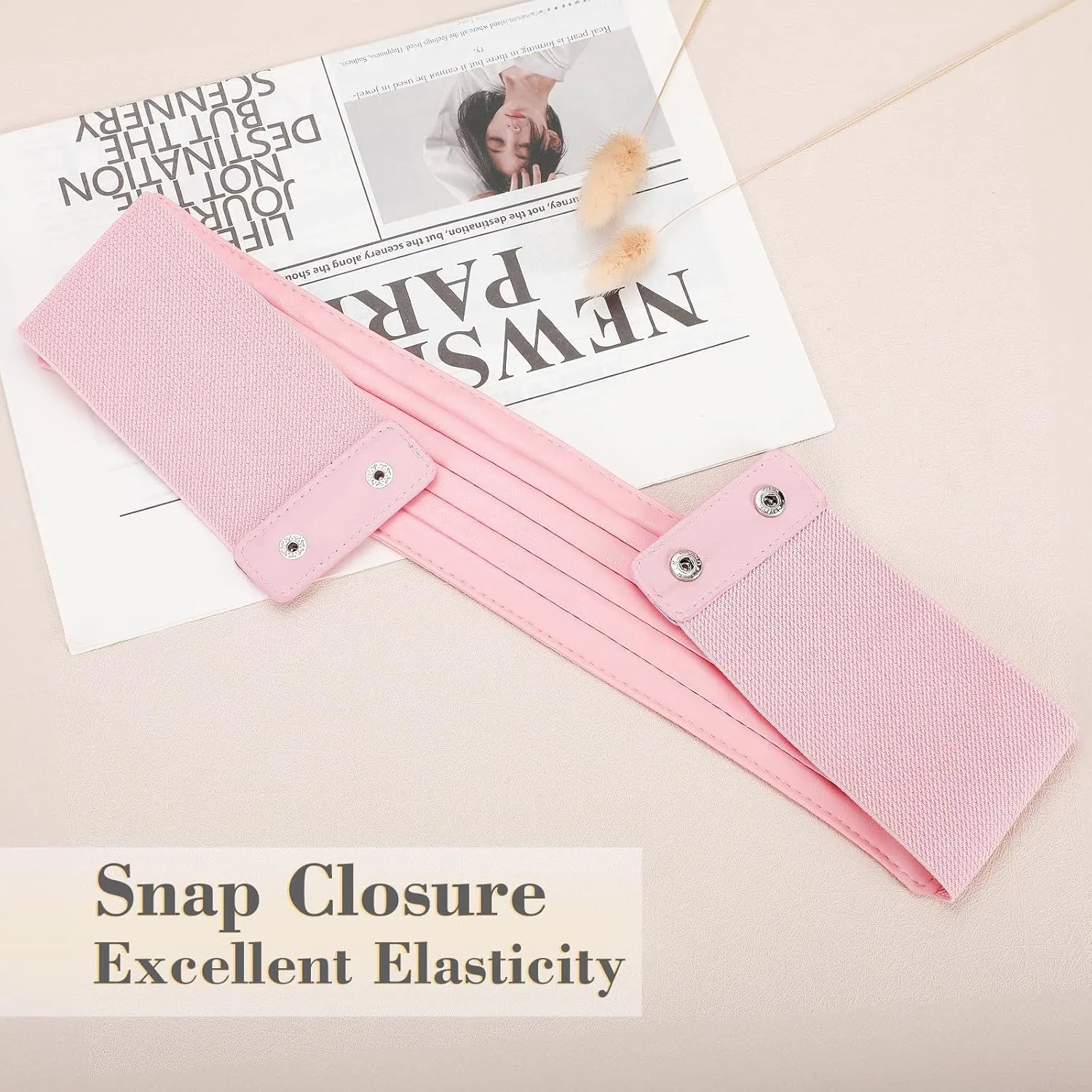 SANSTHS Women Wide Elastic Belts for Dresses Vintage Fashion Stretchy Waist Belts Ladies Cinch Belts Leather Waistband