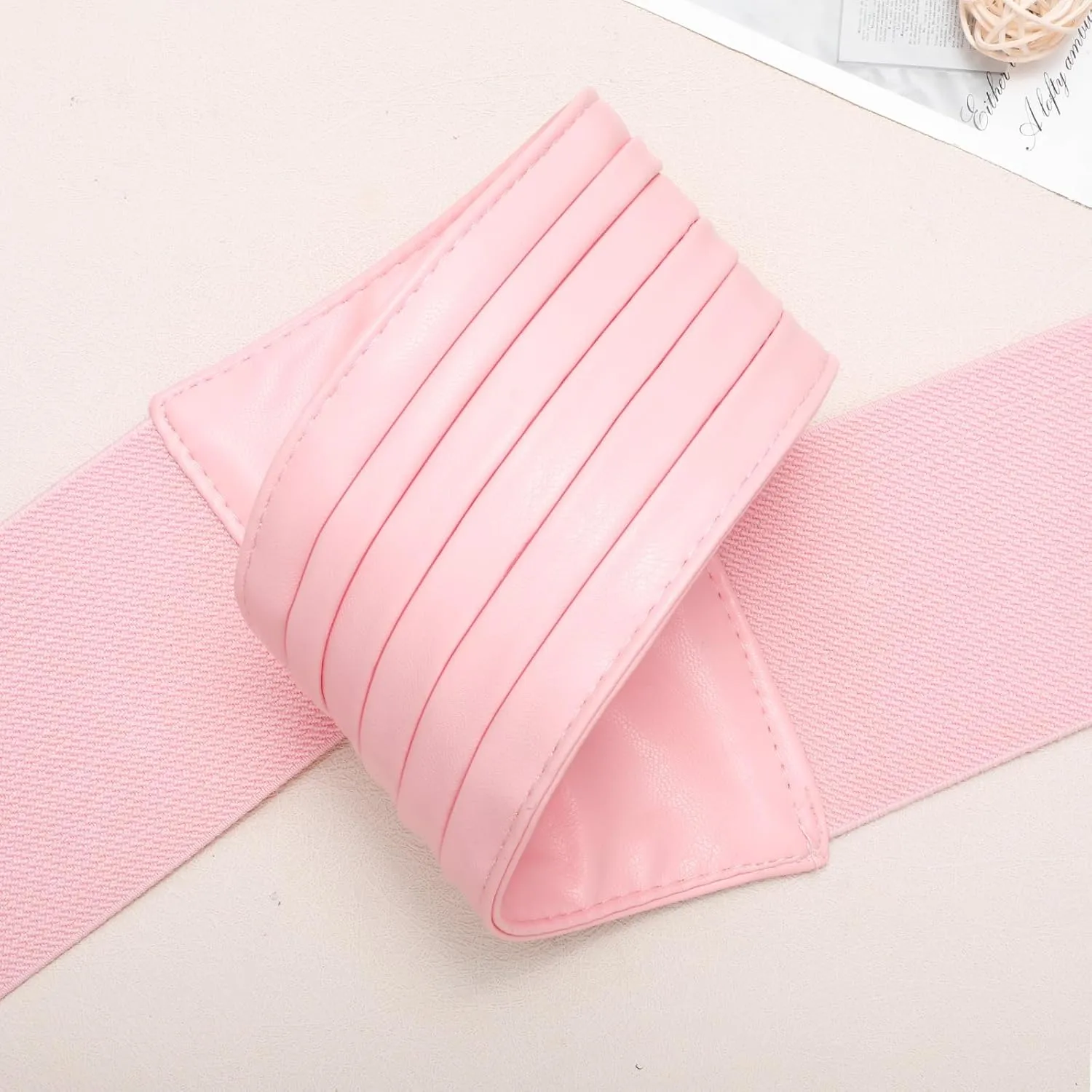 SANSTHS Women Wide Elastic Belts for Dresses Vintage Fashion Stretchy Waist Belts Ladies Cinch Belts Leather Waistband