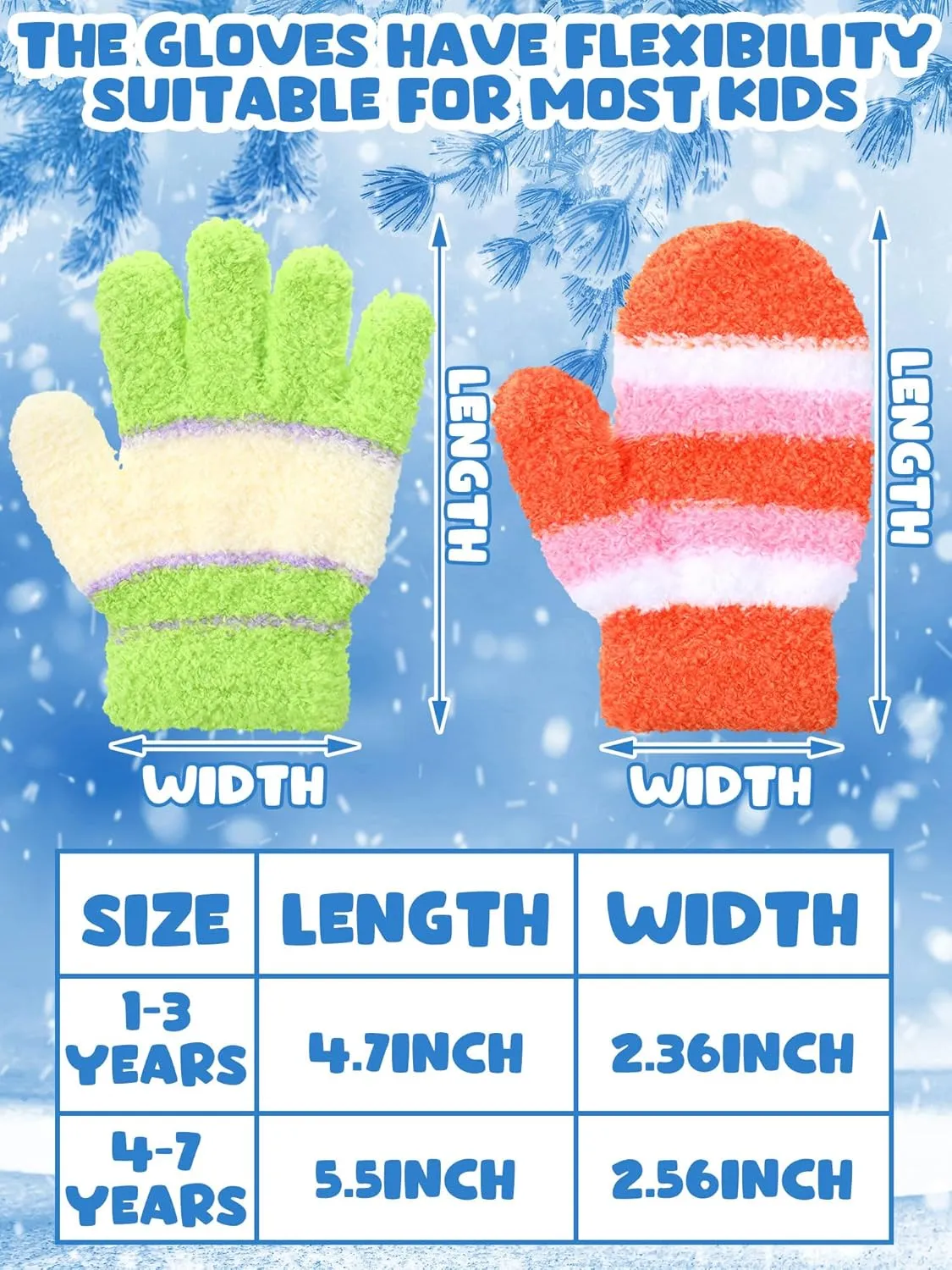 SATINIOR 6 Pairs Toddler Knitted Gloves Kids Winter Warm Stretchy Mittens Soft Lightweight Mittens for Boys and Girls