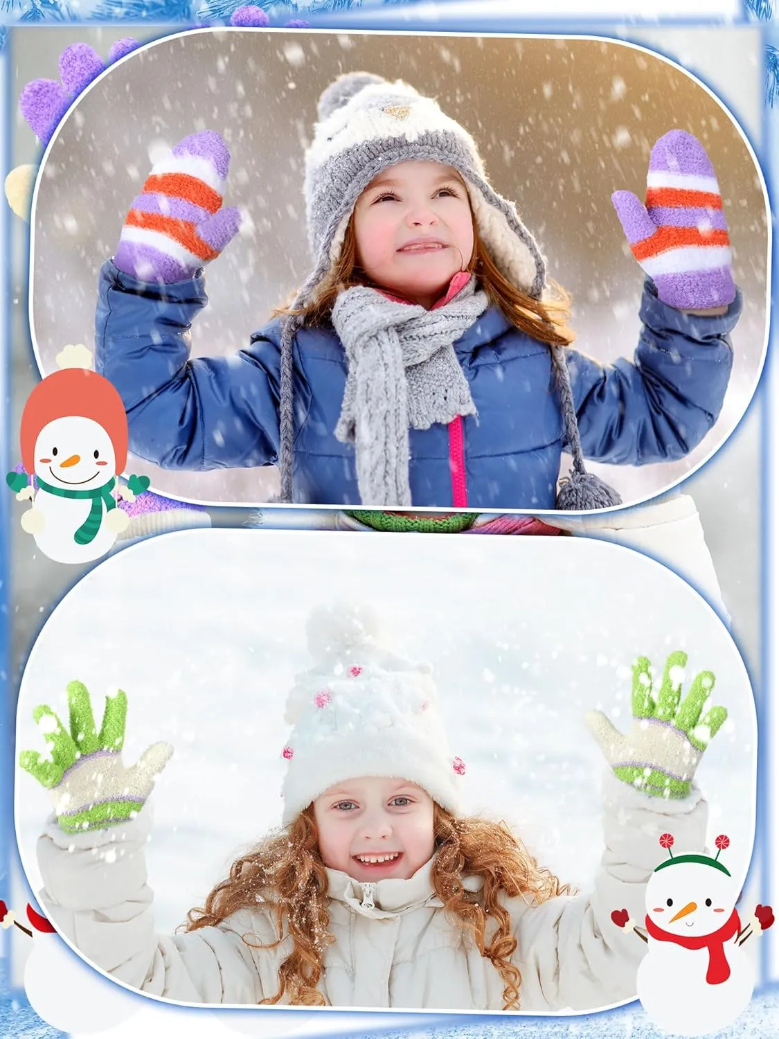 SATINIOR 6 Pairs Toddler Knitted Gloves Kids Winter Warm Stretchy Mittens Soft Lightweight Mittens for Boys and Girls