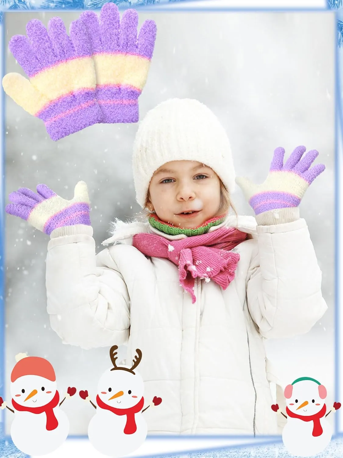 SATINIOR 6 Pairs Toddler Knitted Gloves Kids Winter Warm Stretchy Mittens Soft Lightweight Mittens for Boys and Girls